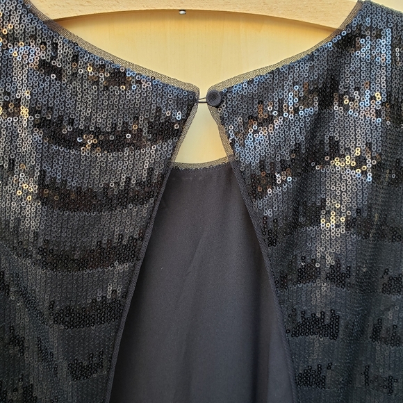 BCBGMaxAzria Black NERA Sequin Open Back Dress -10 - Picture 14 of 16